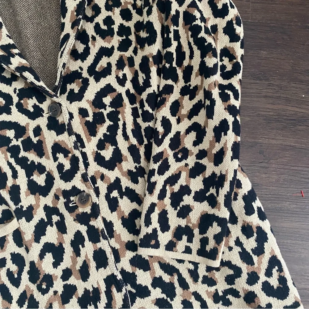 J. Crew Animal  Print 100% Cotton Sweater Blazer S